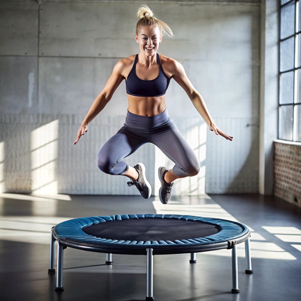 woman on rebounder to enhance your well-being and support a healthier lifestyle