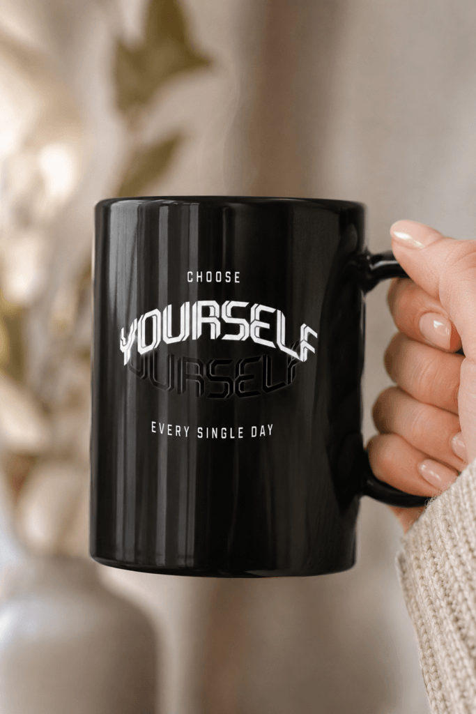 choose yourself black mug